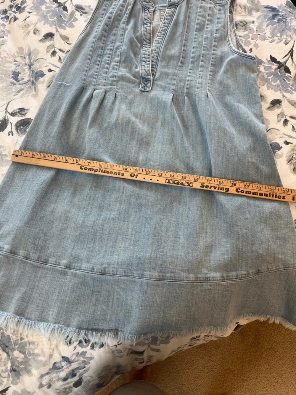Current/Elliott Light Blue Denim faded Topstitched dress - Picture 11 of 12